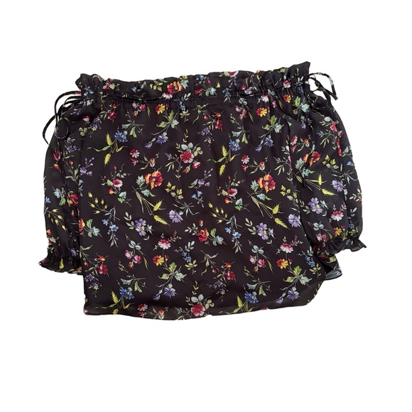 Likely Floral Off-the-Shoulder Blouse Flowy Size 4 Feminine Loose Black - Picture 1 of 3